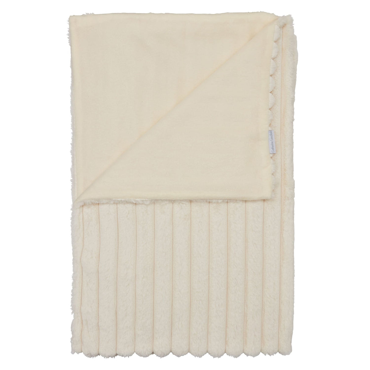 Catherine Lansfield Cosy Ribbed Velvet Throw – Cream – 130cm x 170cm - Cosy Ribbed Throw Cream