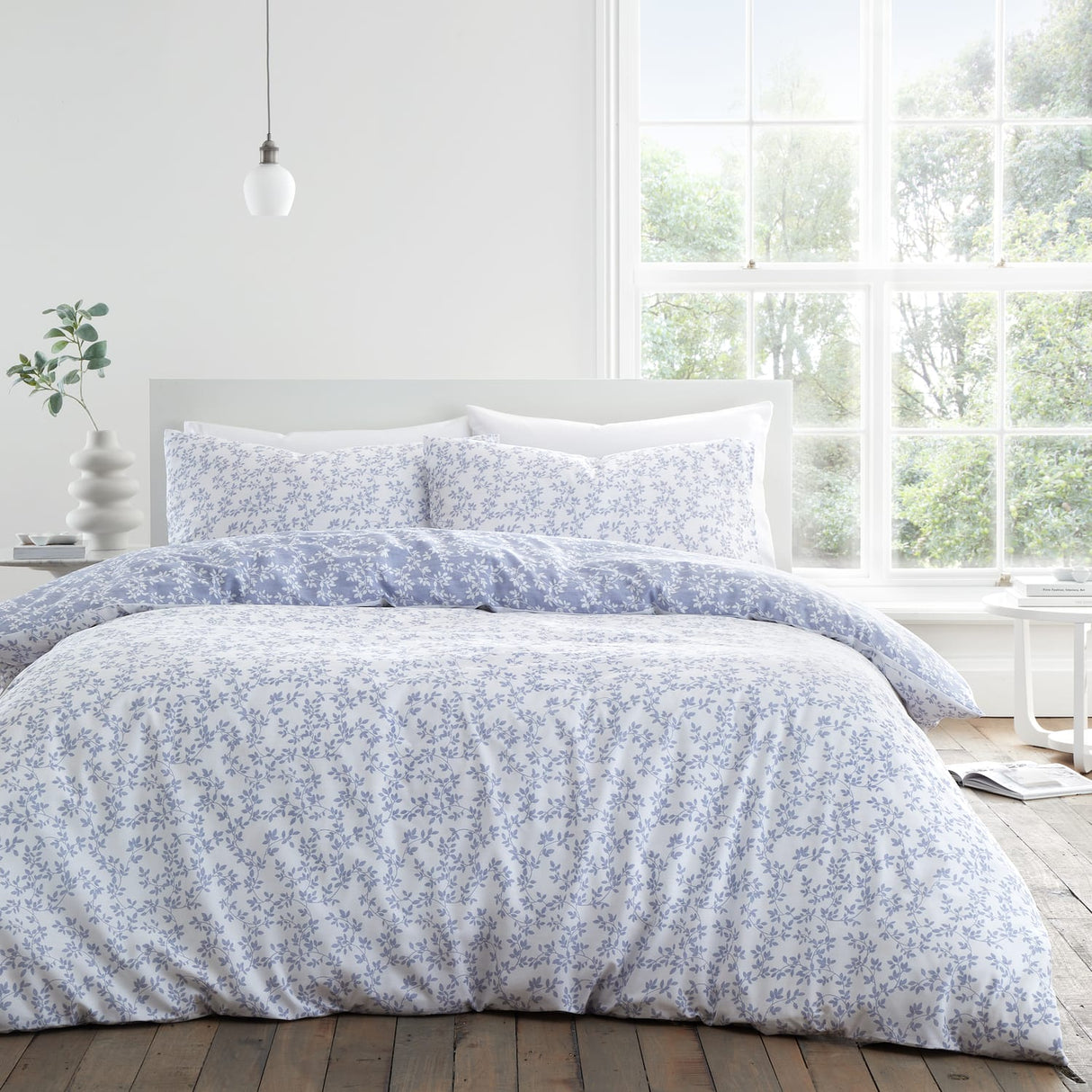 Bianca Fine Linens Shadow Leaves Duvet Cover Set - Shadow Leaves Blue Duvet Set