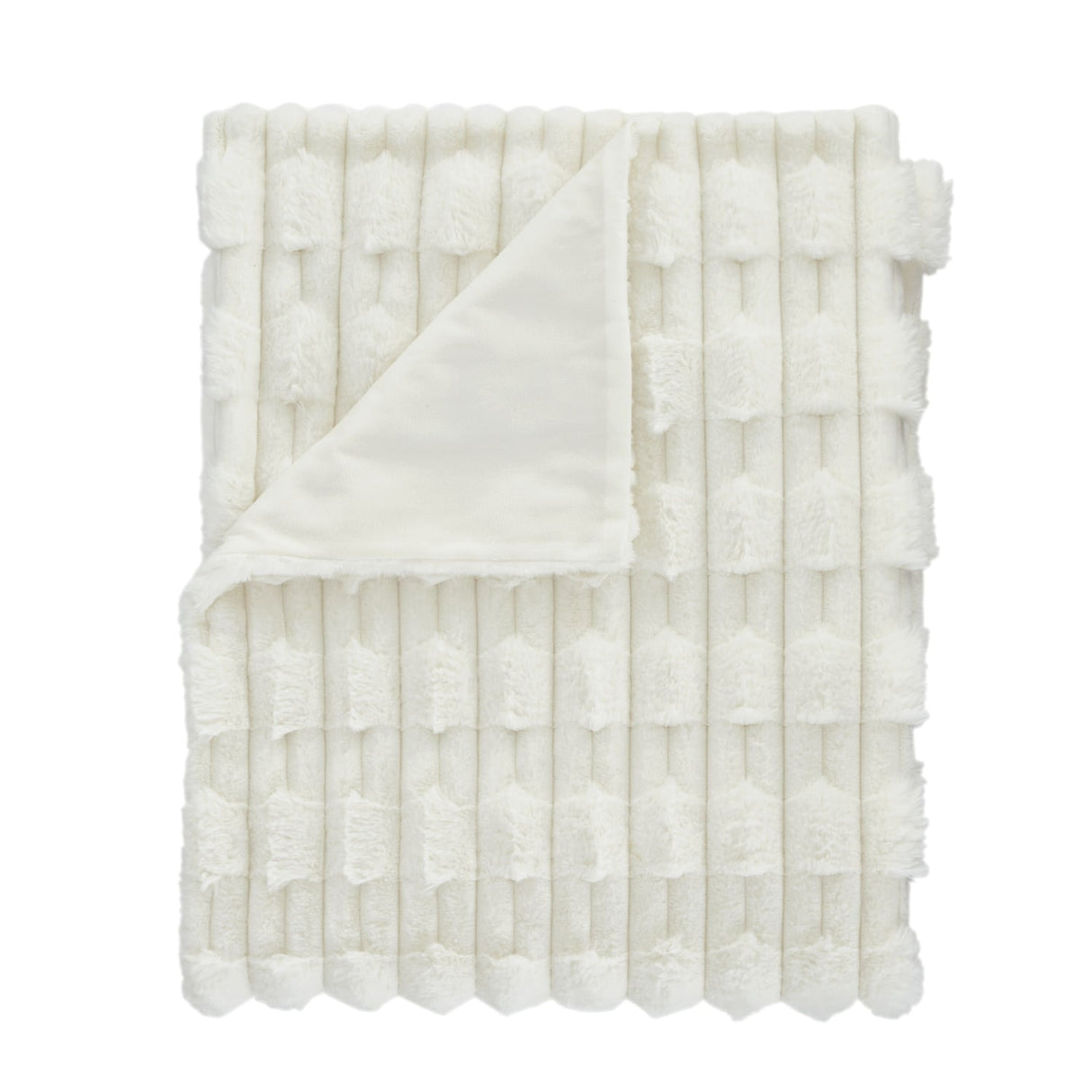 Bianca Fine Linens Carved Faux Fur Throw – Cream – 150cm x 200cm - Carved Faux Fur Throw Cream