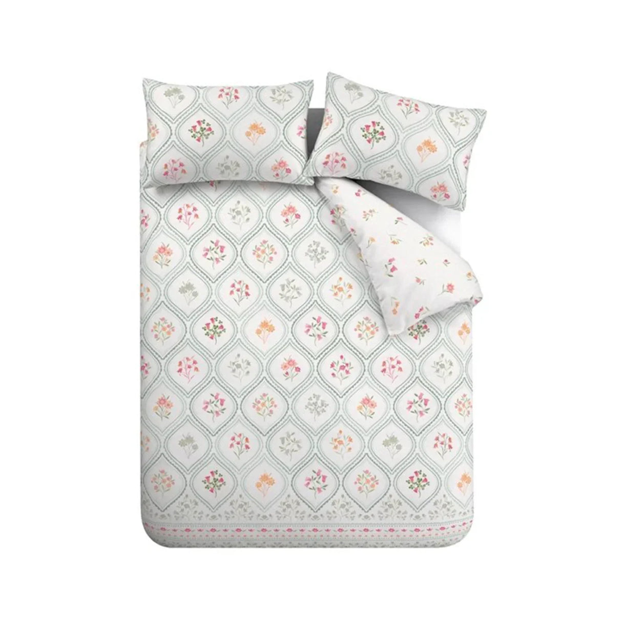 Catherine Lansfield Cameo Floral Soft Green Reversible Duvet Cover Set - Soft Green image 4