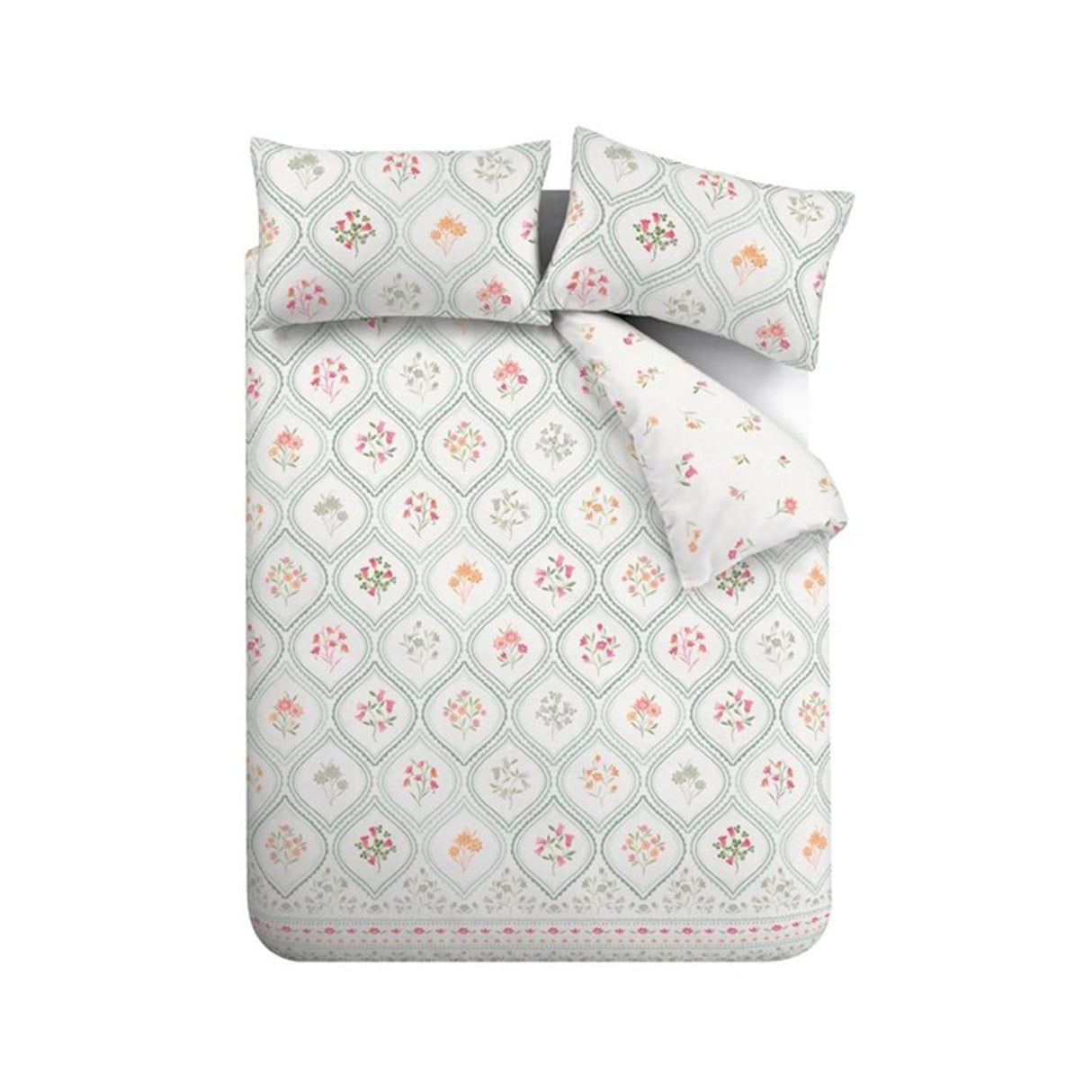 Catherine Lansfield Cameo Floral Soft Green Duvet Cover Bedding Set