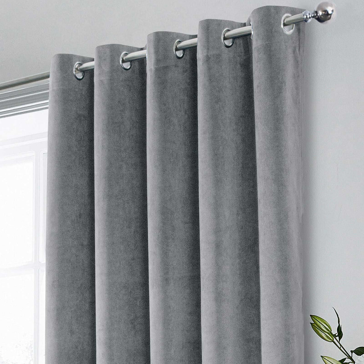 Hampton Velvet Blackout Eyelet Curtains by Enhanced Living