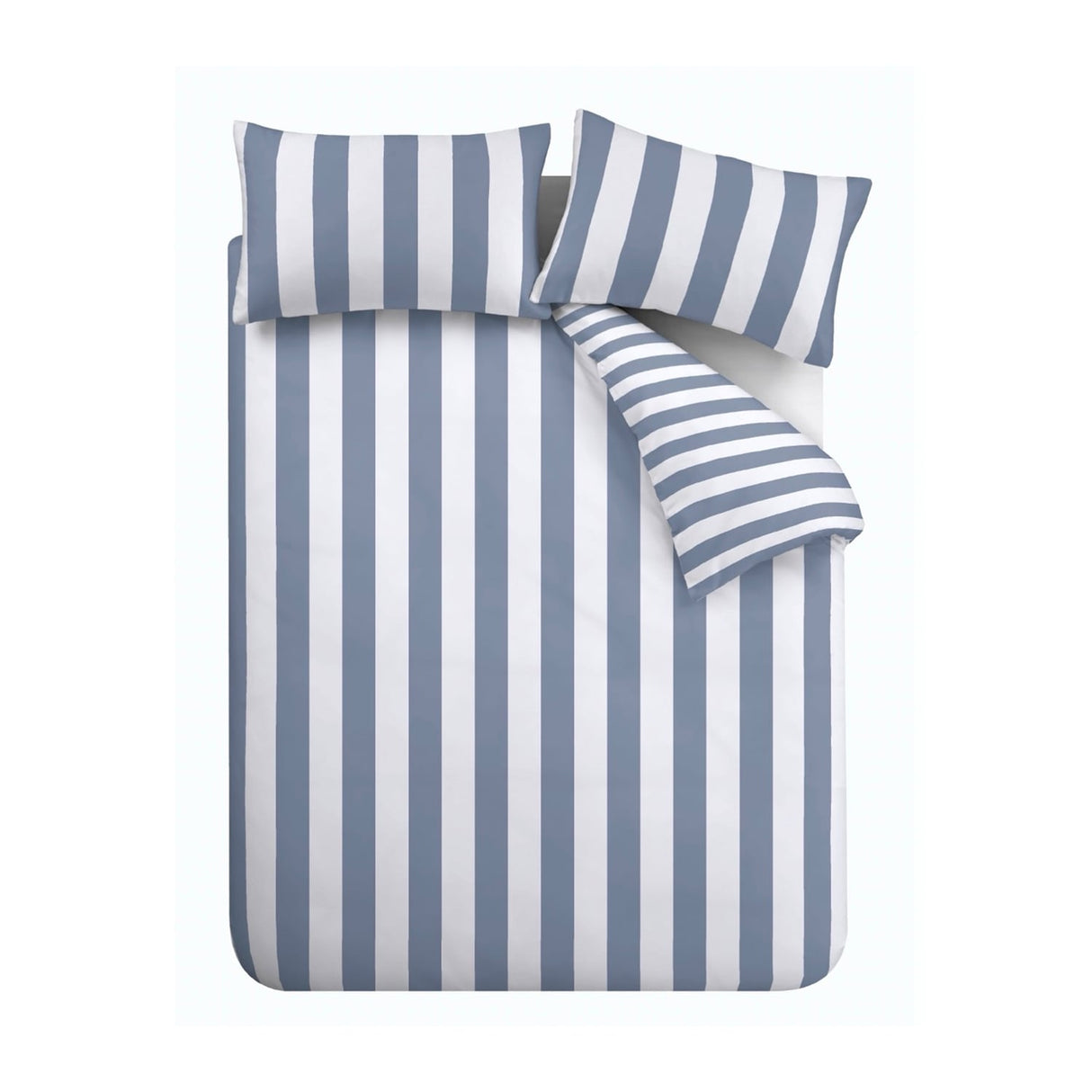 Catherine Lansfield Cove Stripe Blue Duvet Cover Bedding Set - Cove Stripe Duvet Set Blue