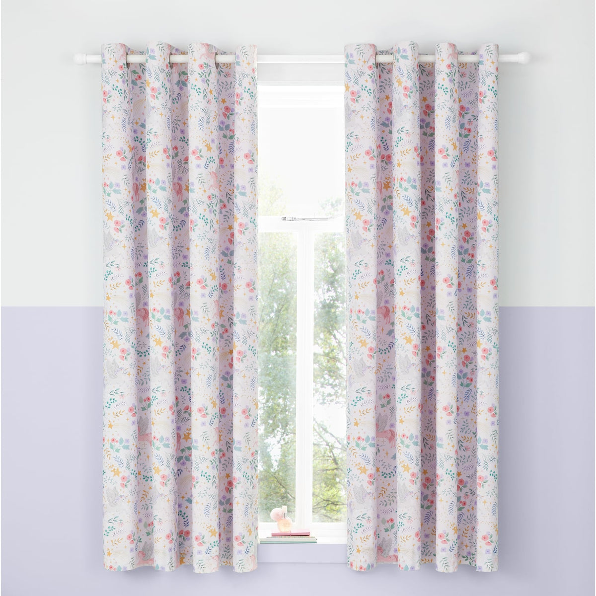 Catherine Lansfield Fairytale Unicorn Kids Eyelet Curtains Polycotton - Fairytale Unicorn Curtains