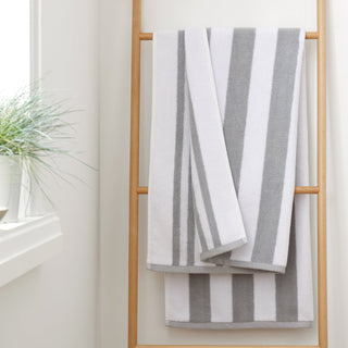 Bianca Reversible Stripe 600gsm Cotton Jacquard Towels - Grey