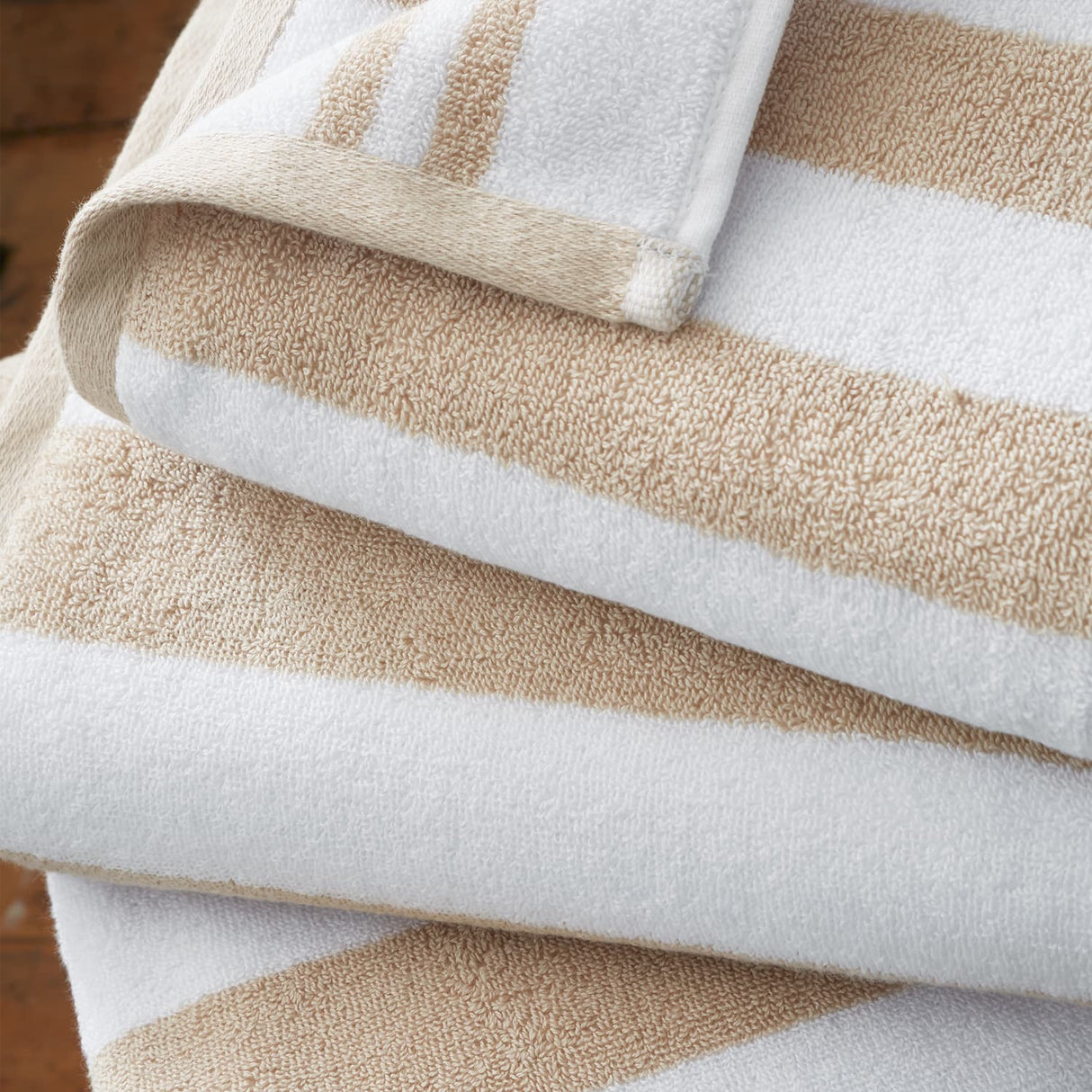 Bianca Reversible Stripe 600gsm Cotton Jacquard Towels - Natural - Reversible Jacquard Natural Towel