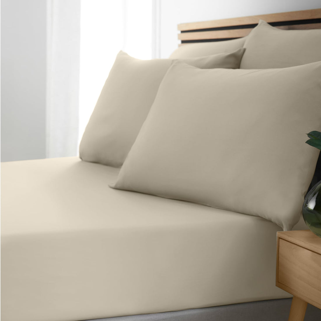 Catherine Lansfield So Soft Non Iron 30cm Deep Natural Fitted Sheet
