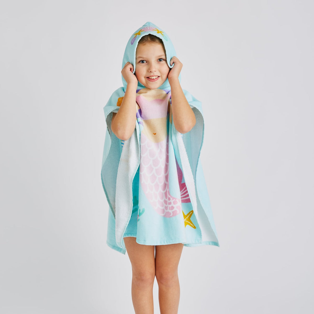 Catherine Lansfield Mermaid Kids Hooded Beach Towel Poncho - Mermaid Hooded Poncho