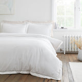 Bianca Oxford Lace Trim Natural 100% Cotton Duvet Cover Bedding Set