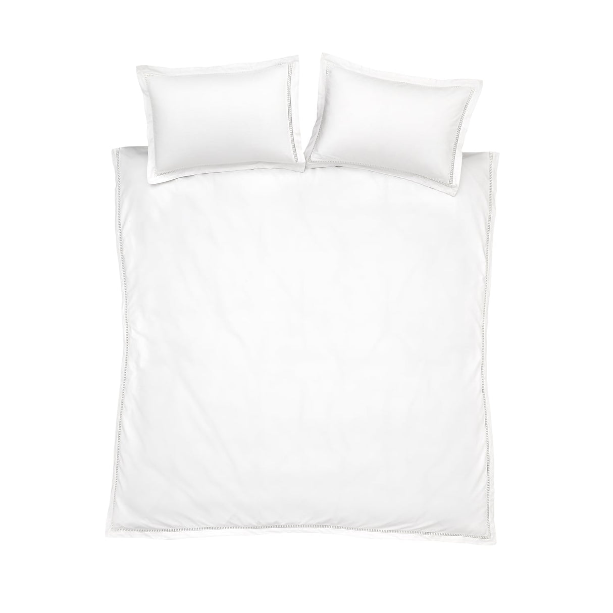 Bianca Oxford Lace Trim Cotton Duvet Cover Set - Natural - Oxford Lace Duvet Set