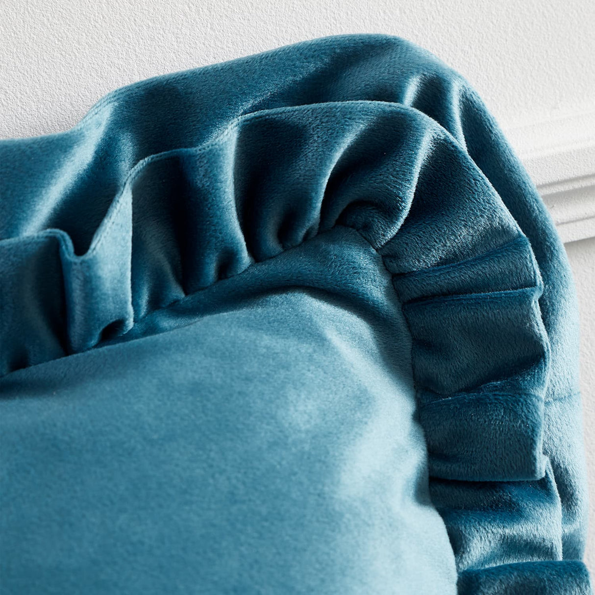 Catherine Lansfield So Soft Double Frill Filled Cushion 43cm x 43cm - Velvet Touch Double Frill Cushion Teal
