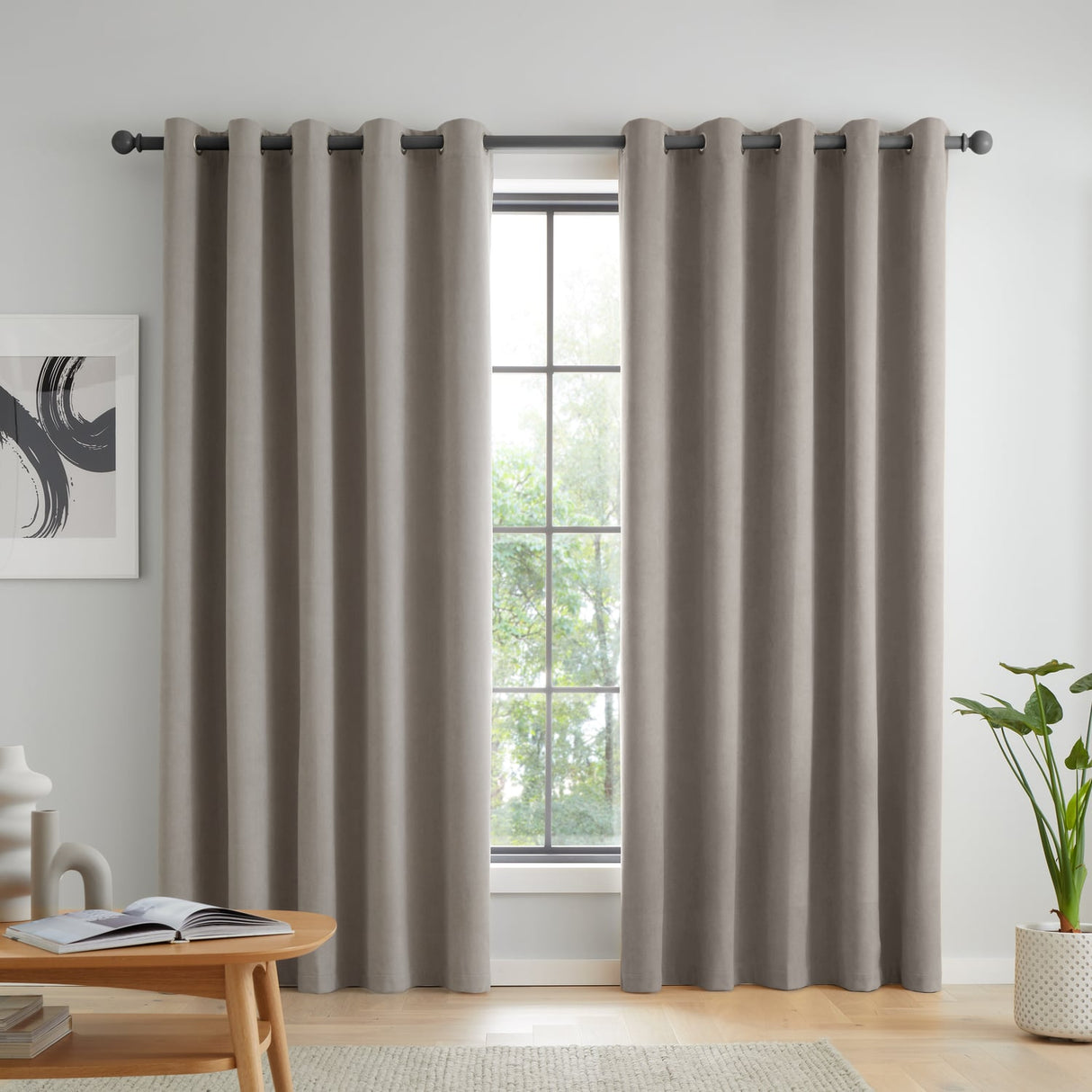 Catherine Lansfield Wilson Blackout Thermal Door Curtain Panel - Grey - Wilson Curtains Grey