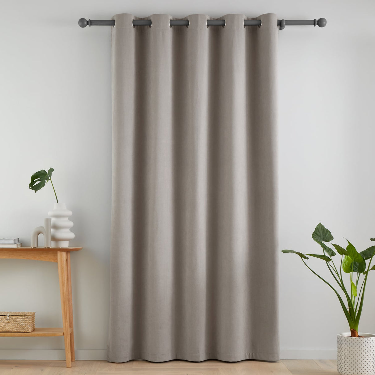 Catherine Lansfield Wilson Blackout Thermal Door Curtain Panel - Grey - Wilson Door Panel Grey