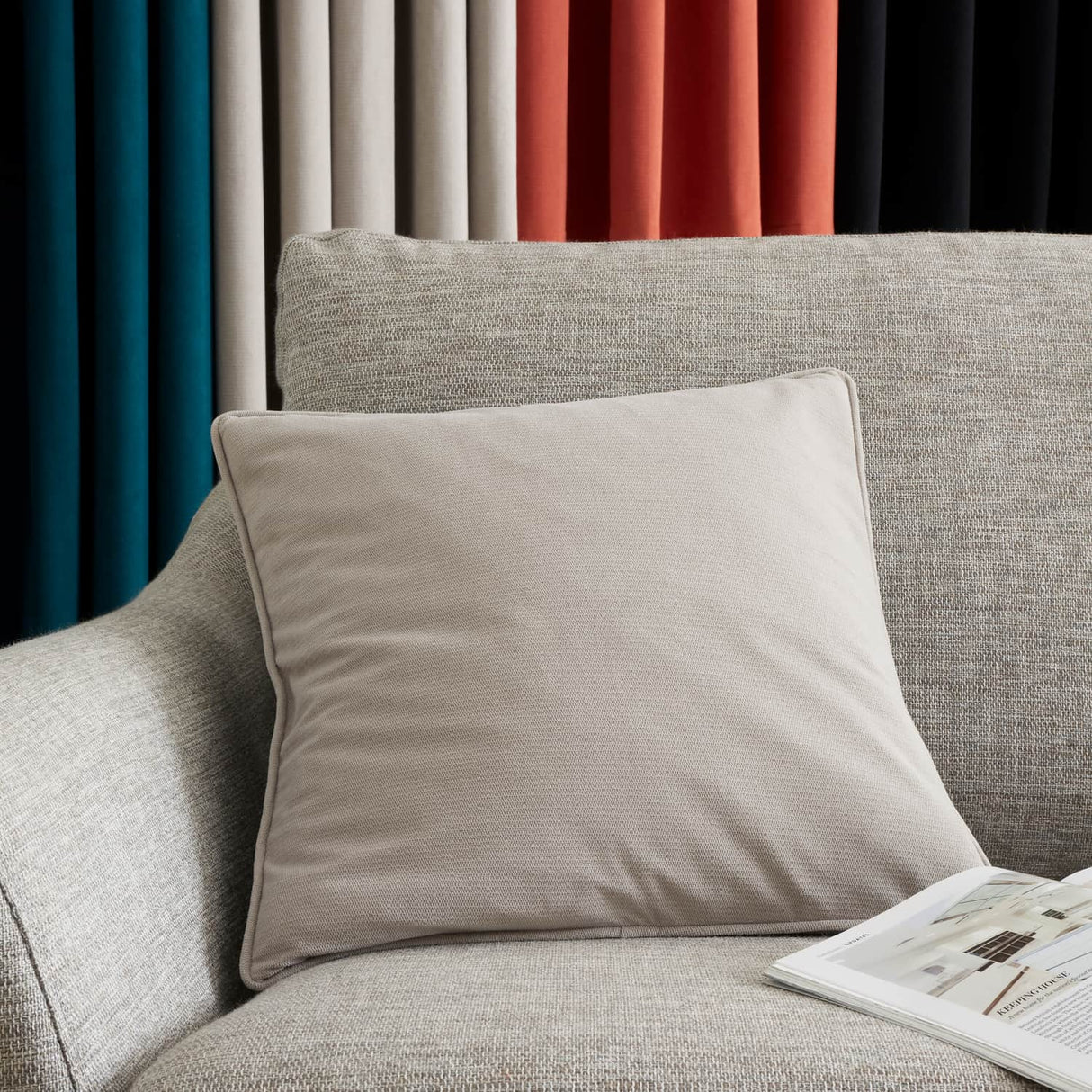 Catherine Lansfield Wilson Check Filled Cushion 45cm x 45cm - Grey - Wilson Velvet Cushion Grey