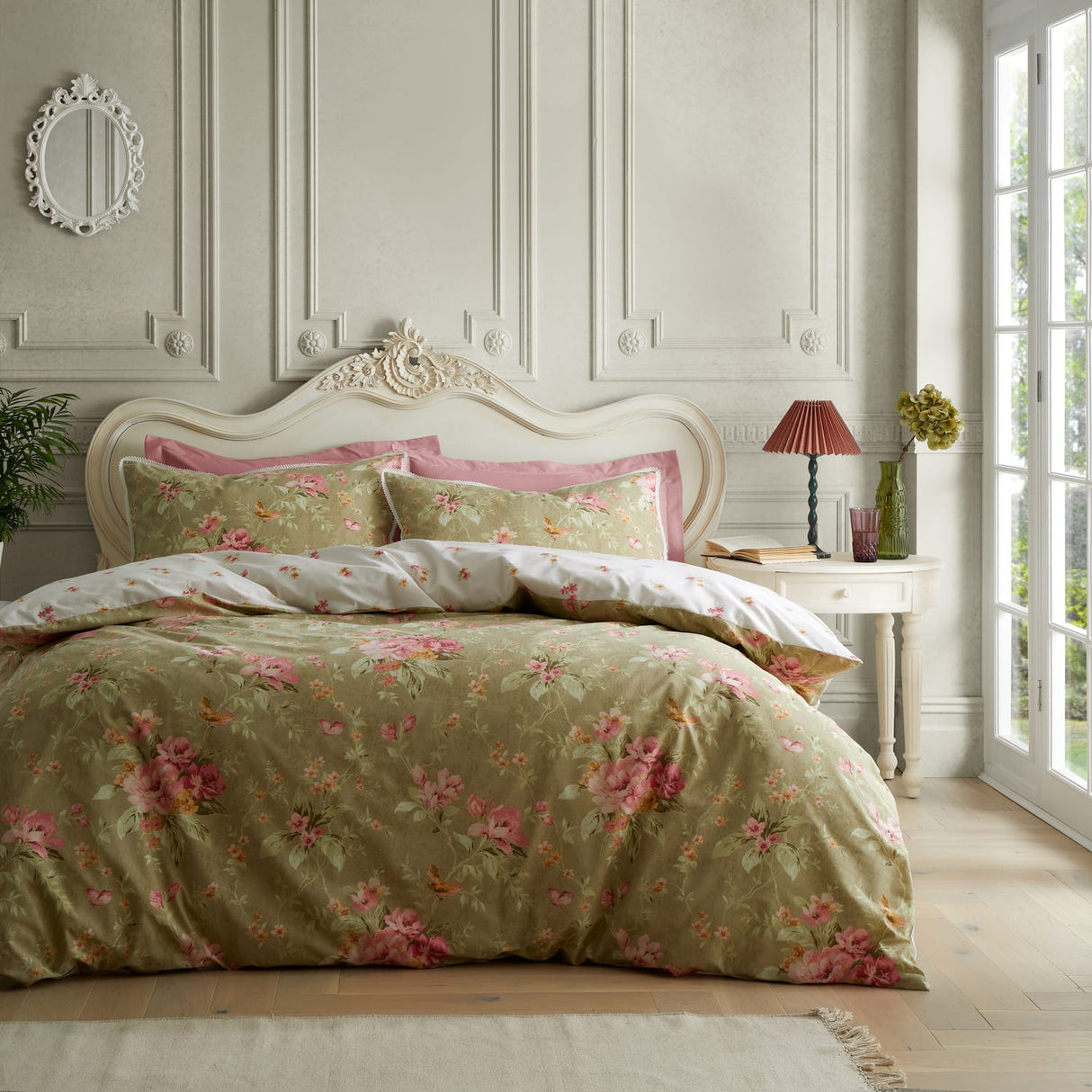 Catherine Lansfield Bridgerton Penelope Floral Duvet Cover Set - Cream - Penelope Floral Duvet Set