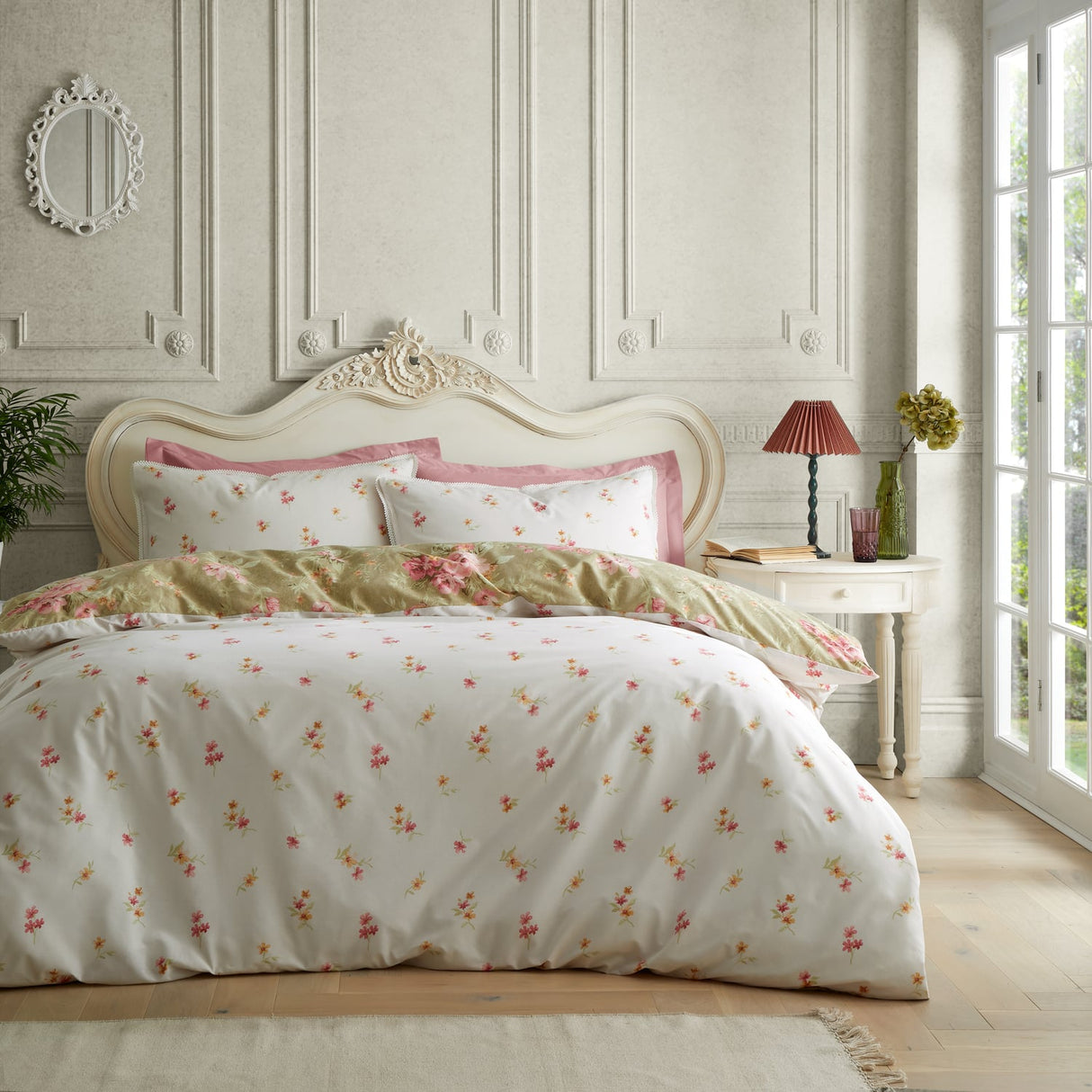 Catherine Lansfield Bridgerton Penelope Floral Duvet Cover Set - Cream - Penelope Floral Duvet Set