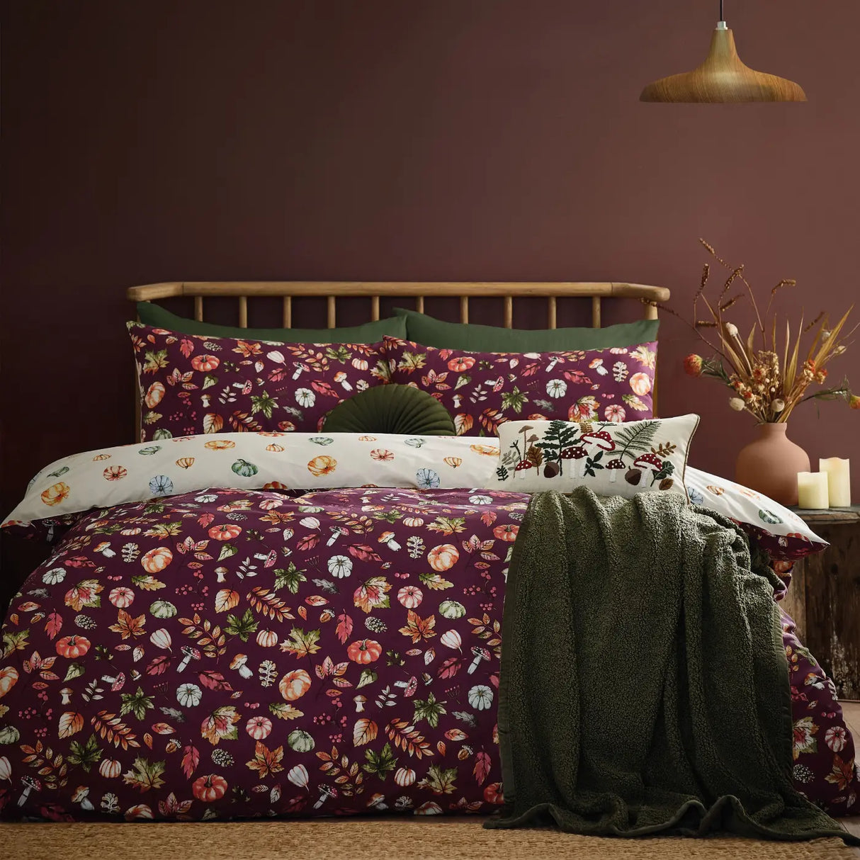 Catherine Lansfield Autumn Pumpkins Halloween Duvet Cover Set - Plum image 5