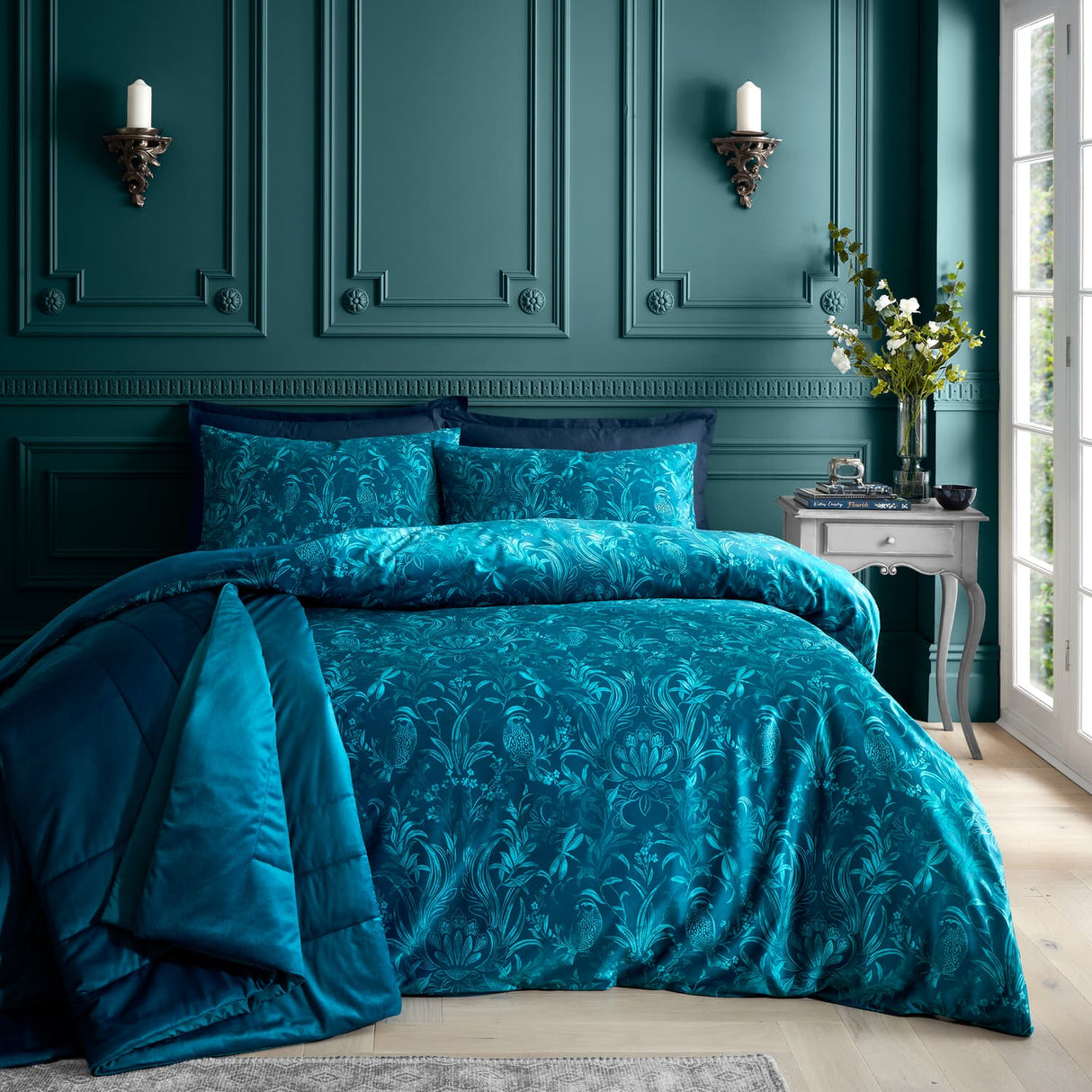 Catherine Lansfield Bridgerton Regal Birds Duvet Cover Set - Regal Birds Duvet Set (With Accessories)