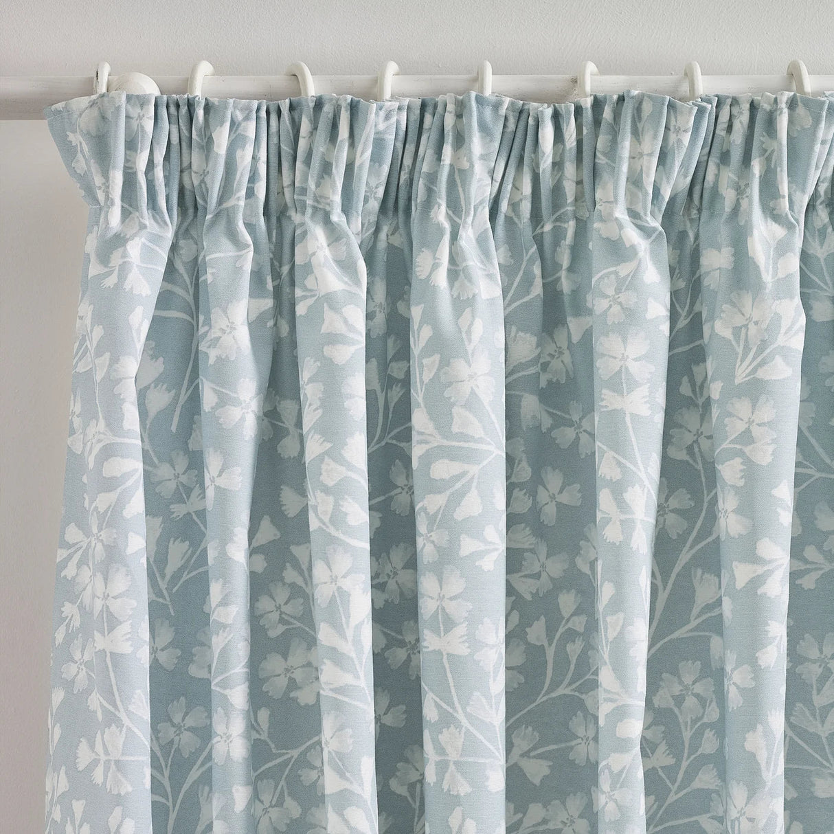 Catherine Lansfield Brooke Floral Duck Egg Blue Lined Eyelet Curtains Pair - Duck Egg Blue image 4