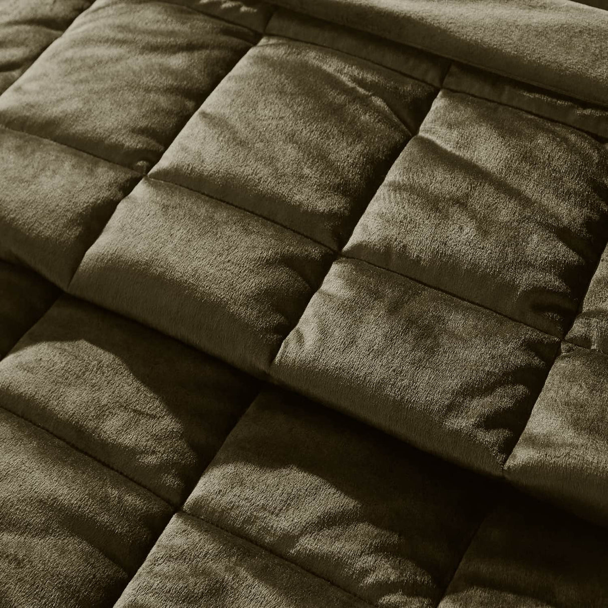 Catherine Lansfield Kingsley Matt Velvet Bedspread - Kingsley Bedspread Olive