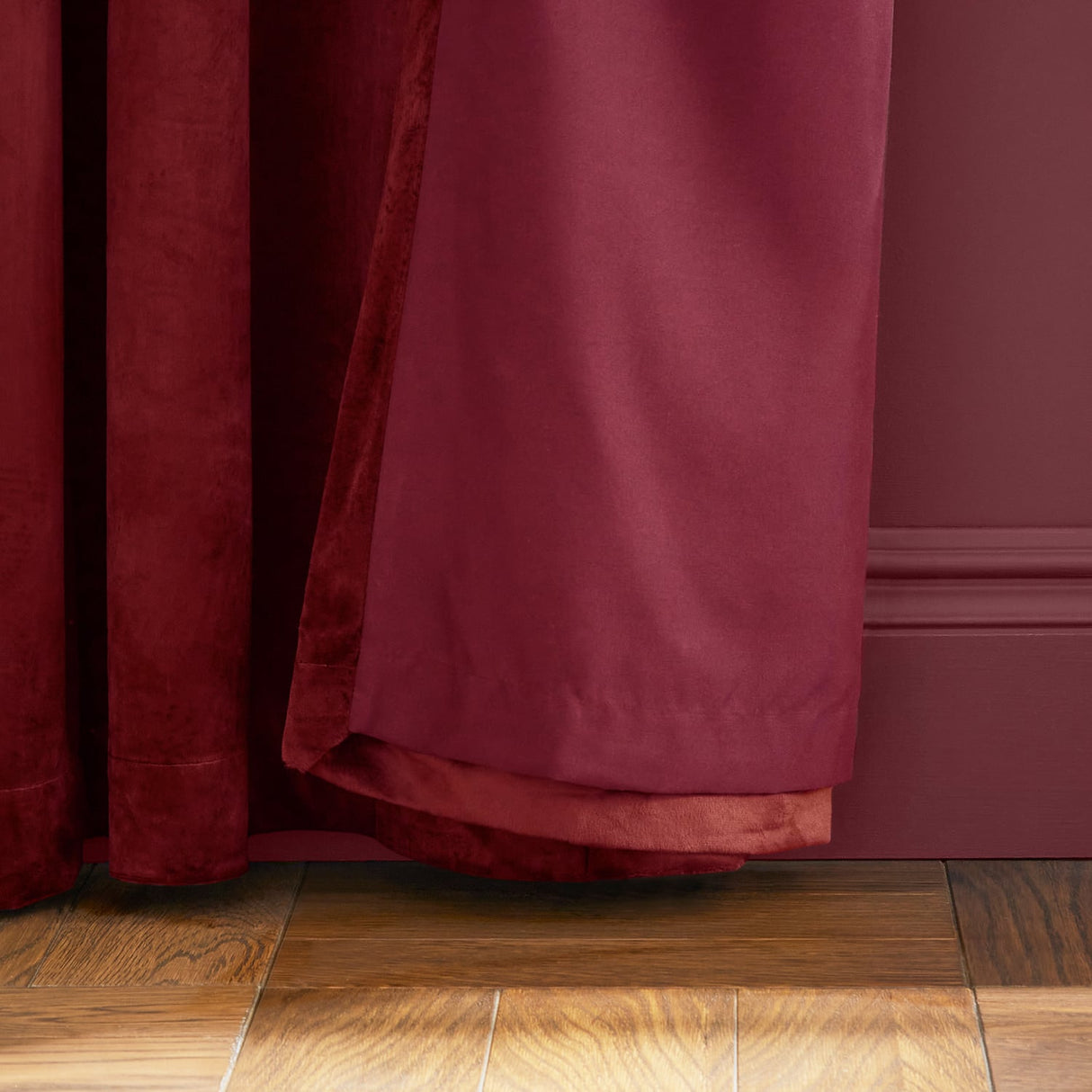 Catherine Lansfield Kingsley Matt Velvet Eyelet Curtains - Raspberry Light Filtering - Kingsley Curtains Raspberry