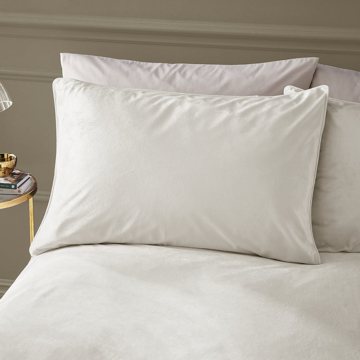 Catherine Lansfield Kingsley Matt Cream Velvet Duvet Cover Bedding Set - Kingsley Duvet Set Cream