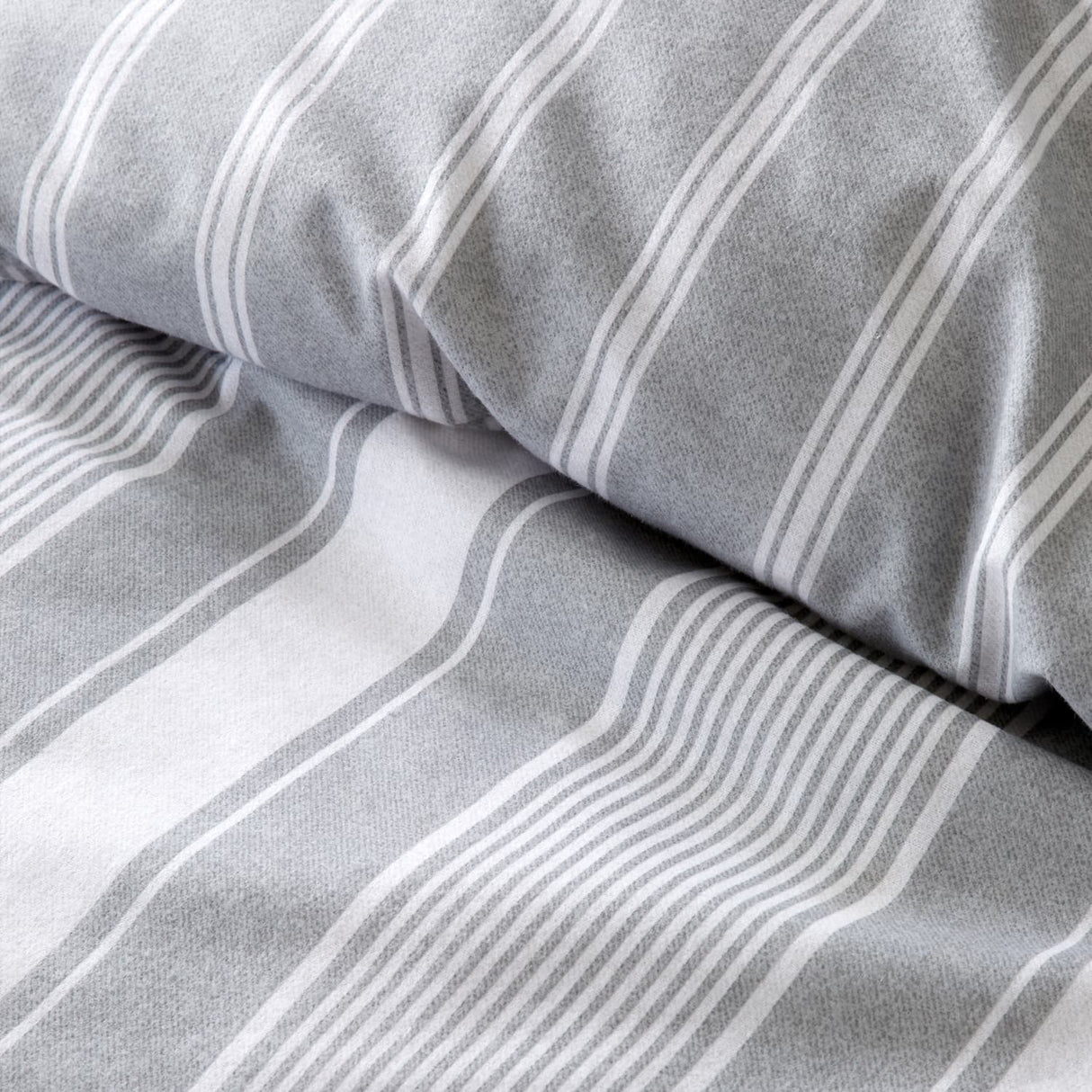 Bianca Ticking Stripe Brushed Cotton Flannelette Duvet Cover Set - Brushed Ticking Stripe Duvet Set