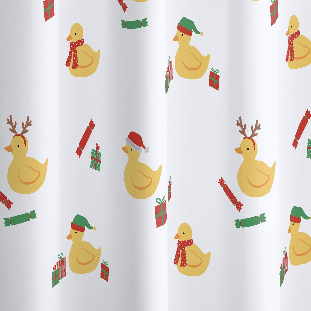 Catherine Lansfield Christmas Quacker Festive Duck Print Shower Curtain - Christmas Quacker Shower Curtain
