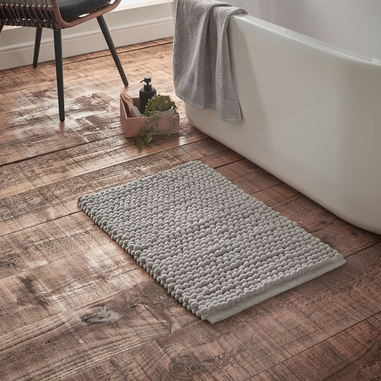 Bianca Aspen Bobble Blue Bath Mat 50x80cm - Aspen Bobble Bath Mat Grey