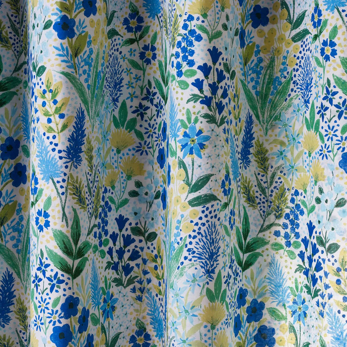 Catherine Lansfield Tilly Floral Eyelet Curtains - Blue Polycotton - Tilly Floral Curtains Blue