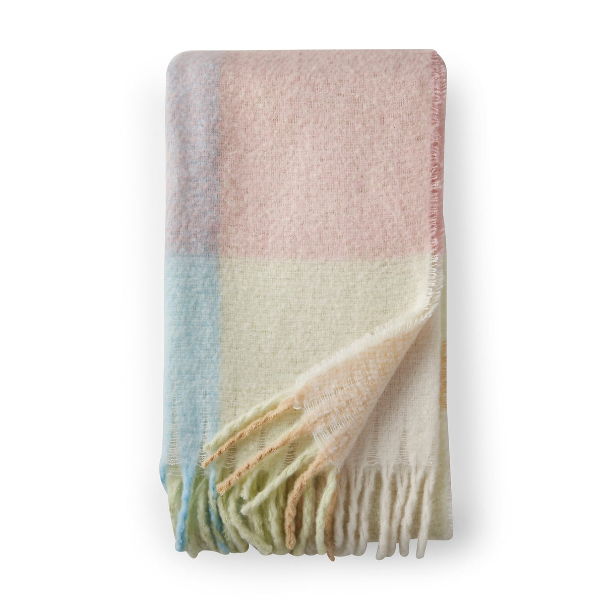 Catherine Lansfield Faux Mohair Check Cosy Throw Blanket 130cm x 170cm - Faux Mohair Throw Pastel