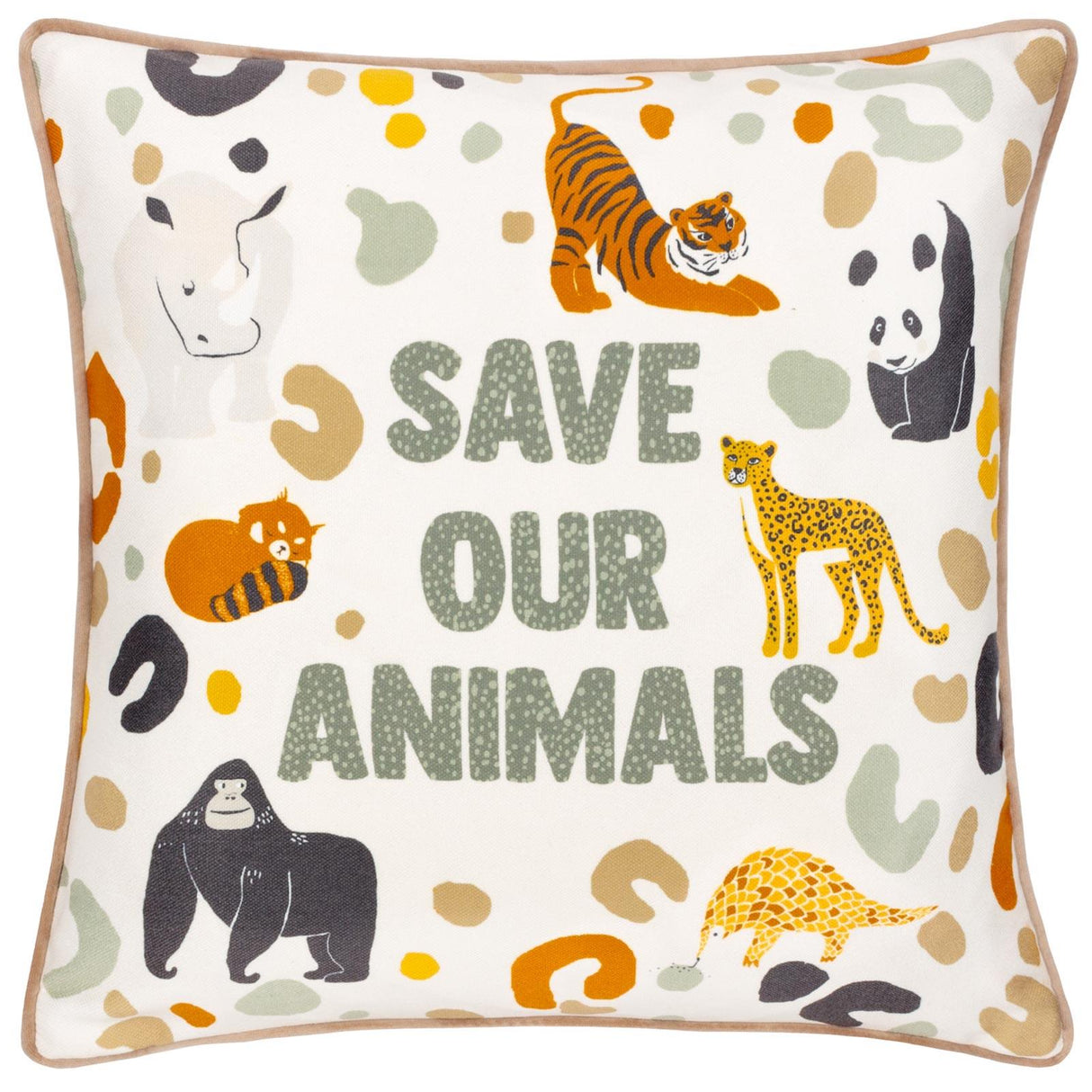 Wildlife Save our Animals Cushion by little furn. 2