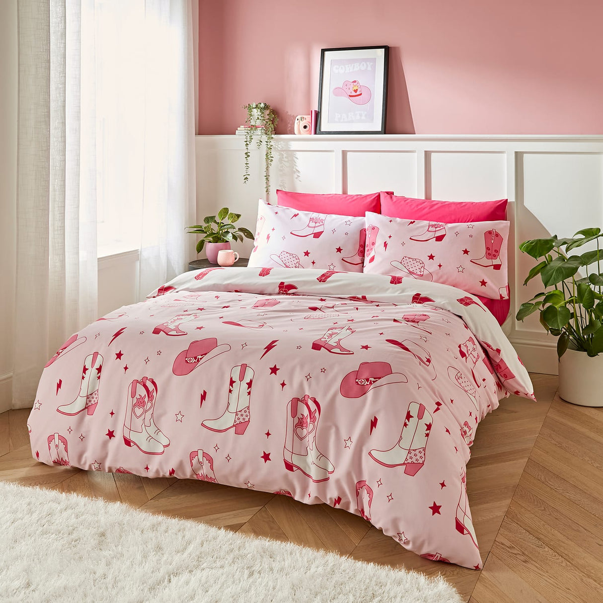 Sassy B Cowgirl Boots Duvet Cover Set - Cowgirl Boots Duvet Set Pink