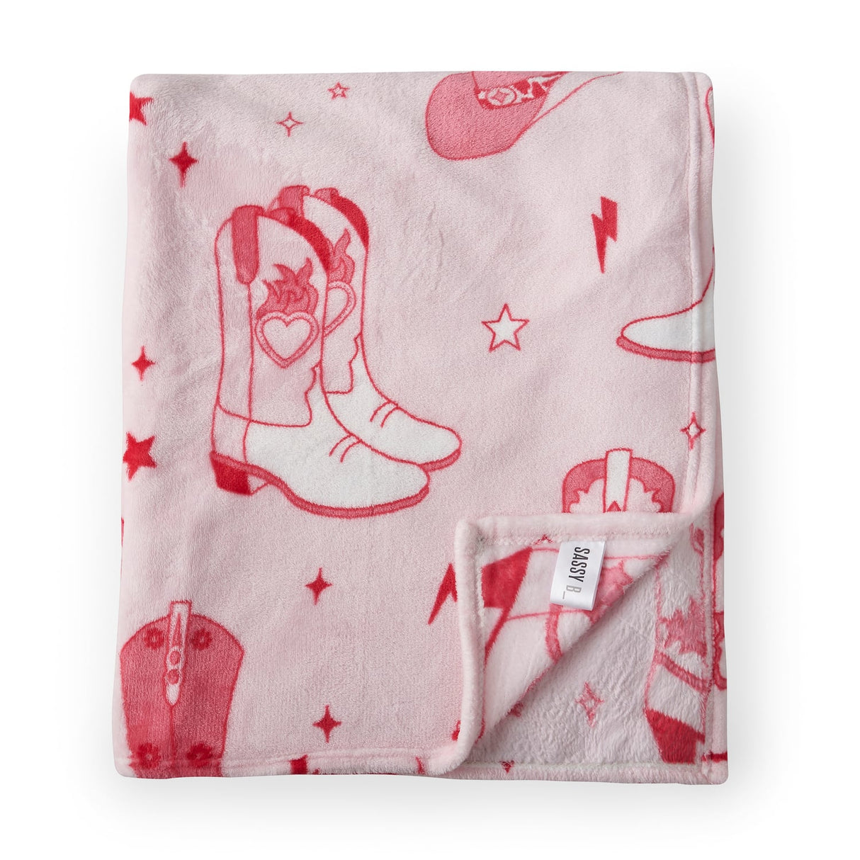 Sassy B Cowgirl Boots Cosy Throw 200cm x 240cm - Cowgirl Boots Throw Pink
