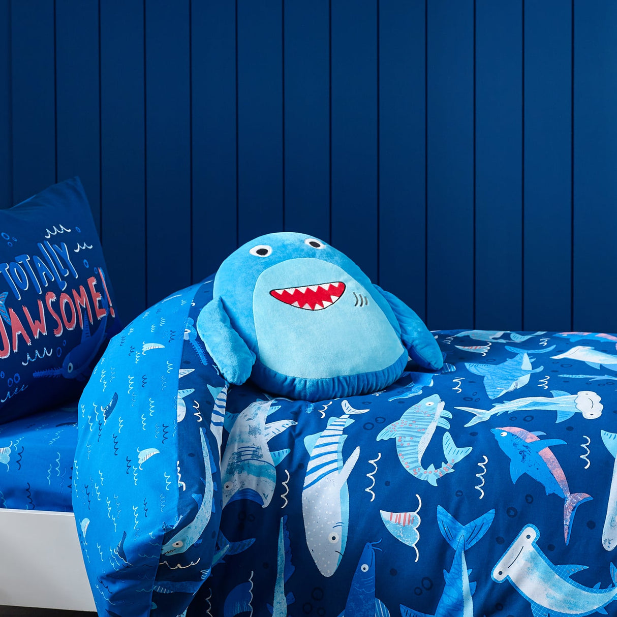 Catherine Lansfield Sheldon Shark 3D Kids Filled Cushion - Sheldon The Shark Cushion