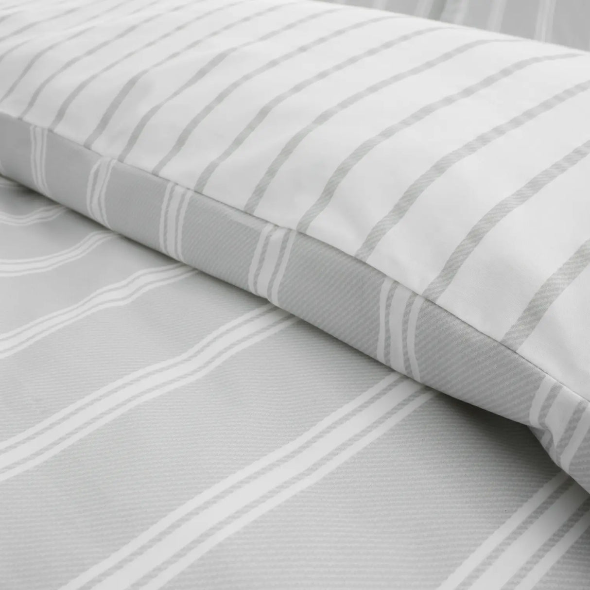Bianca Ashford Stripe 200 Thread Count 100% Cotton Reversible Duvet Cover Set - Silver image 12