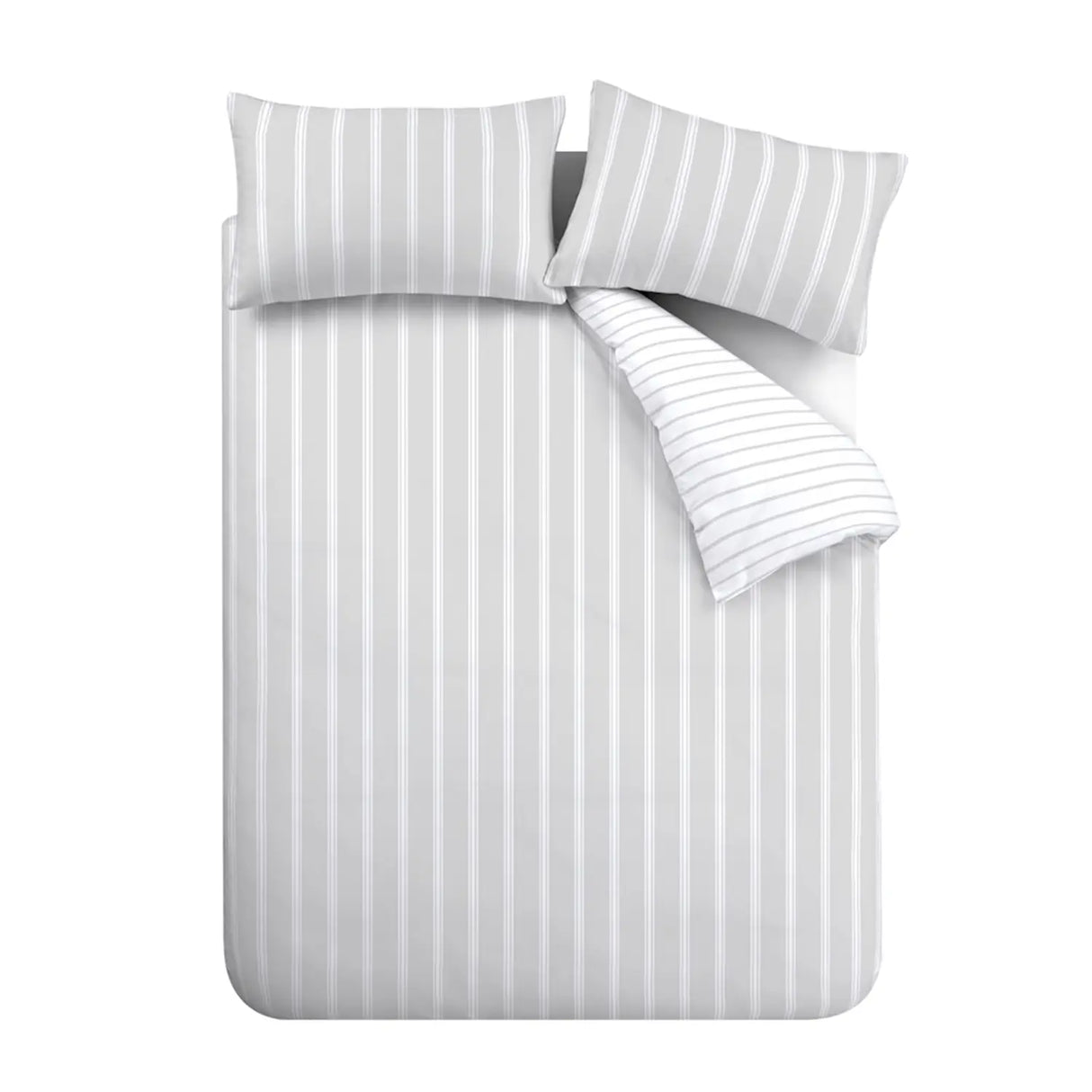 Bianca Ashford Stripe 200 Thread Count 100% Cotton Reversible Duvet Cover Set - Silver image 14