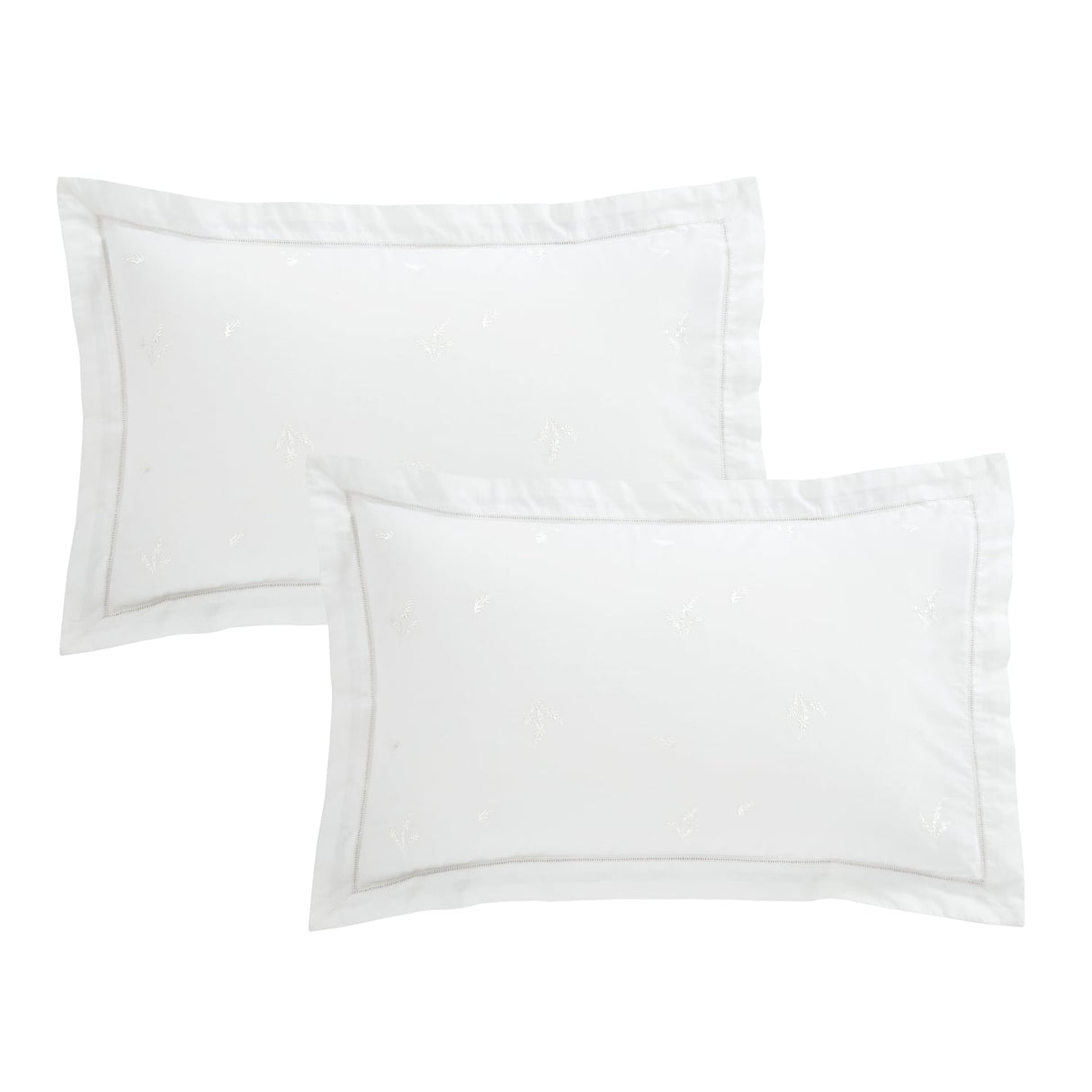 Bianca Fine Linens Lottie Embroidery Pillowcases - White - Lottie Embroidery Oxford Pillowcase Pair