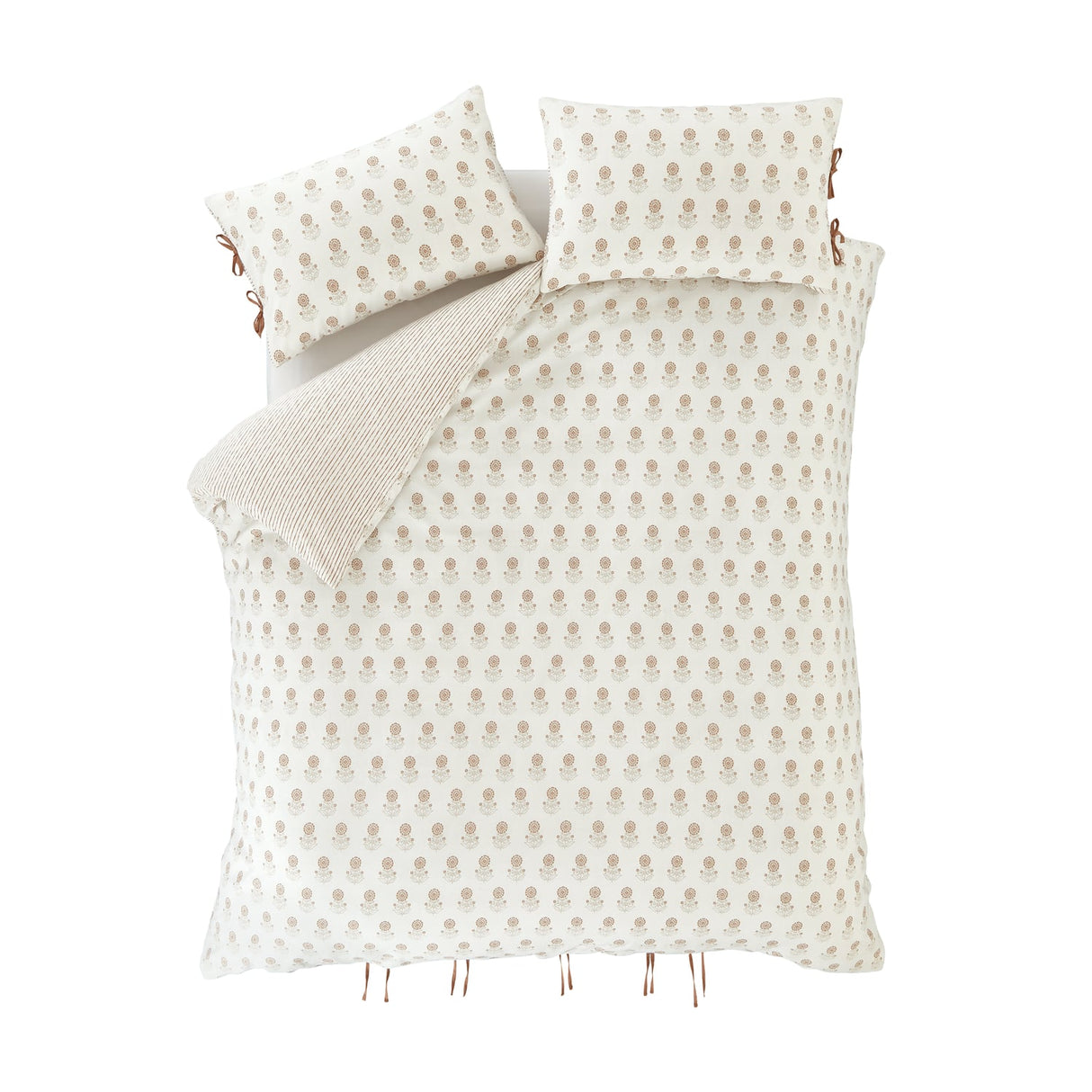 Catherine Lansfield Woodblock Floral So Soft Duvet Cover Set - Woodblock Floral Duvet Set