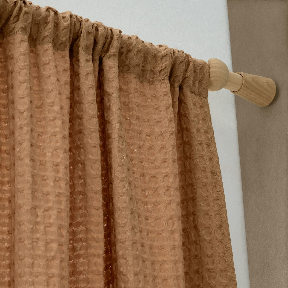 Pineapple Elephant Muscat Waffle Slot Top Voile Curtain Panel 140x183cm Light Filtering Textured - Muscat Waffle Voile Caramel