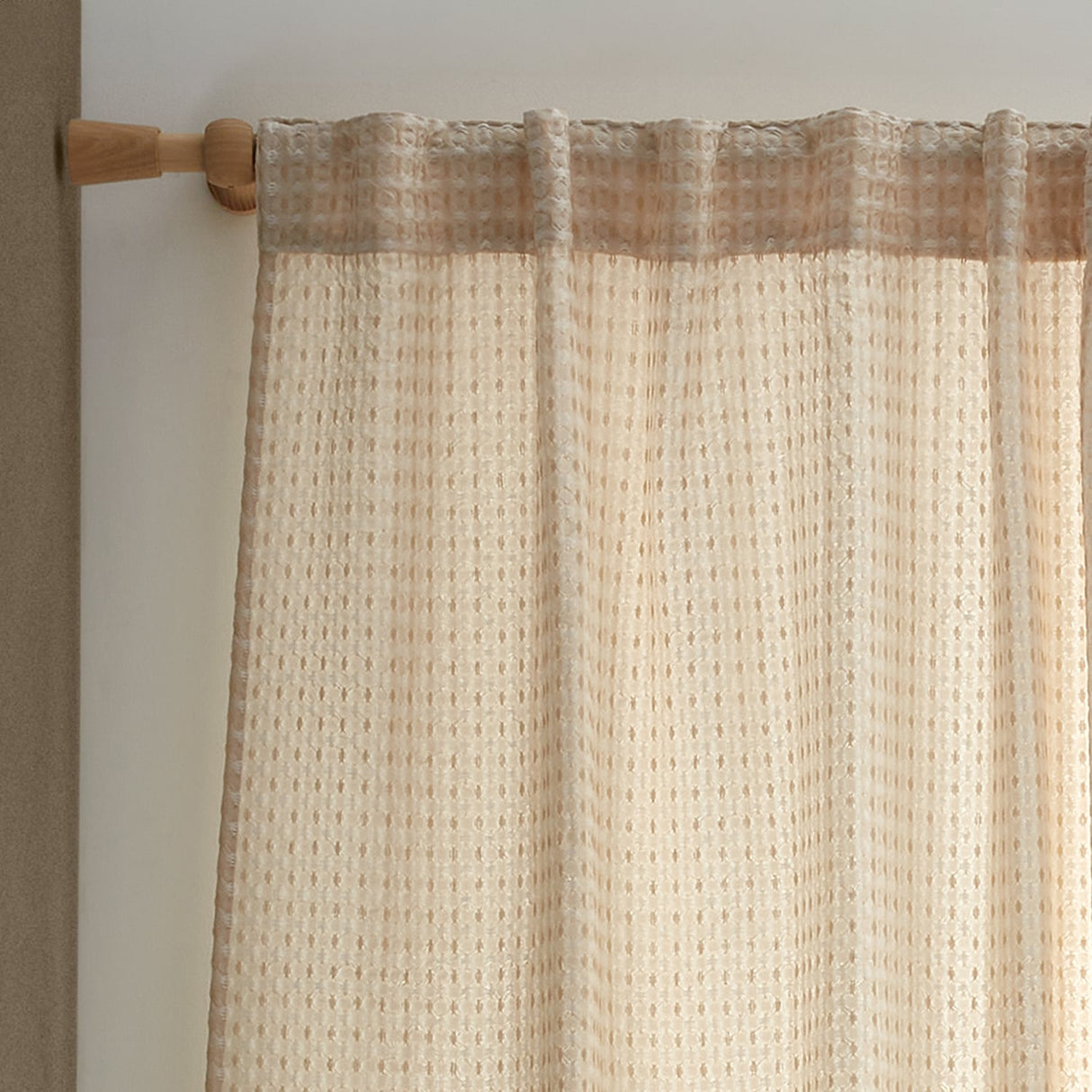 Pineapple Elephant Muscat Waffle Slot Top Voile Curtain Panel 140x183cm Light Filtering Textured - Muscat Waffle Voile Natural