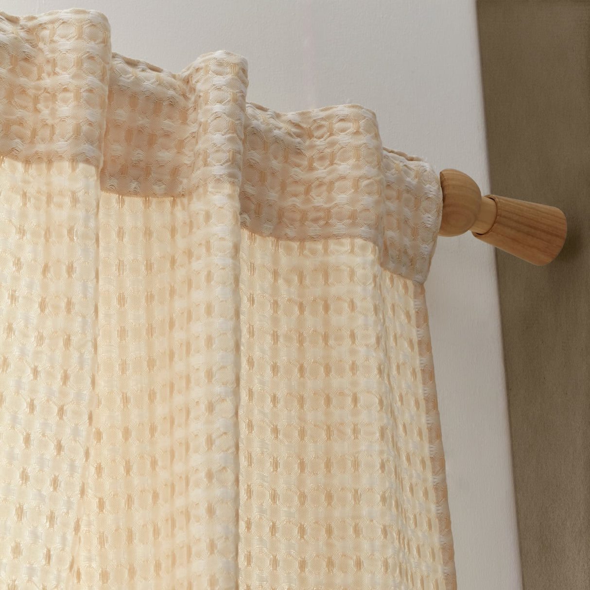 Pineapple Elephant Muscat Waffle Slot Top Voile Curtain Panel 140x183cm Light Filtering Textured - Muscat Waffle Voile Natural