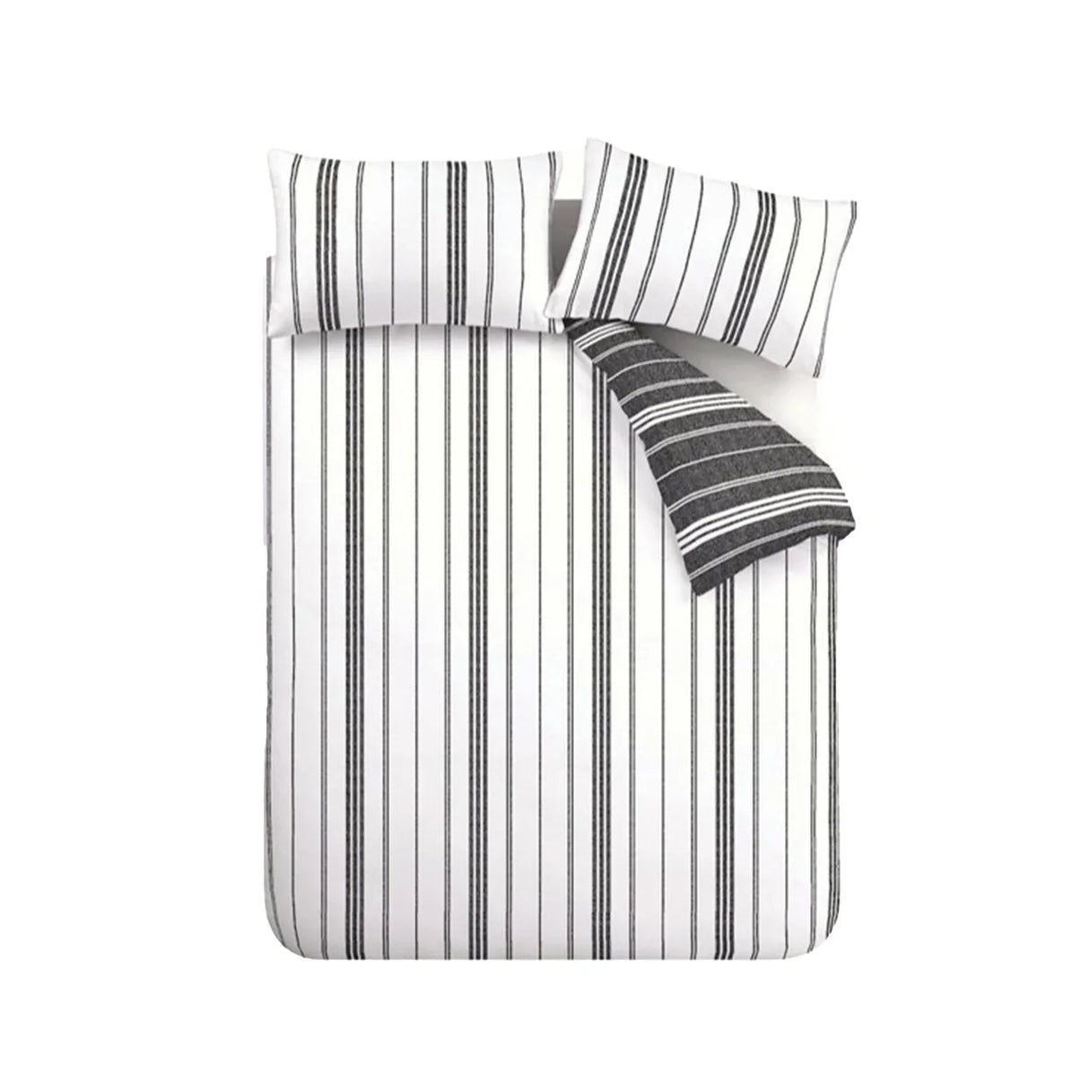 Catherine Lansfield Harbour Stripe Reversible Duvet Cover Set - Black image 6