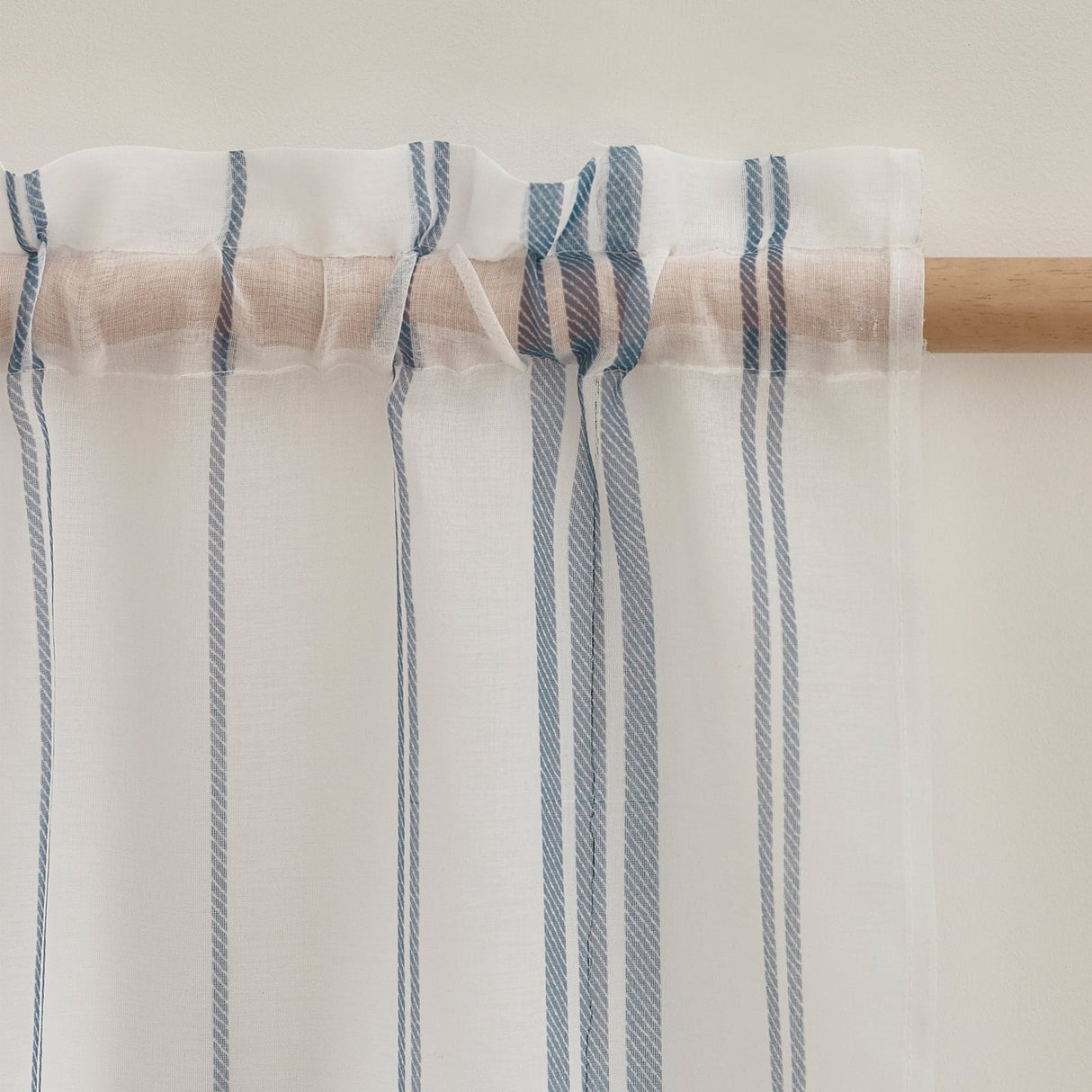 Catherine Lansfield Harbour Stripe Slot Top Voile Curtain Panel 140x122cm Light Filtering - White - Harbour Stripe Voile