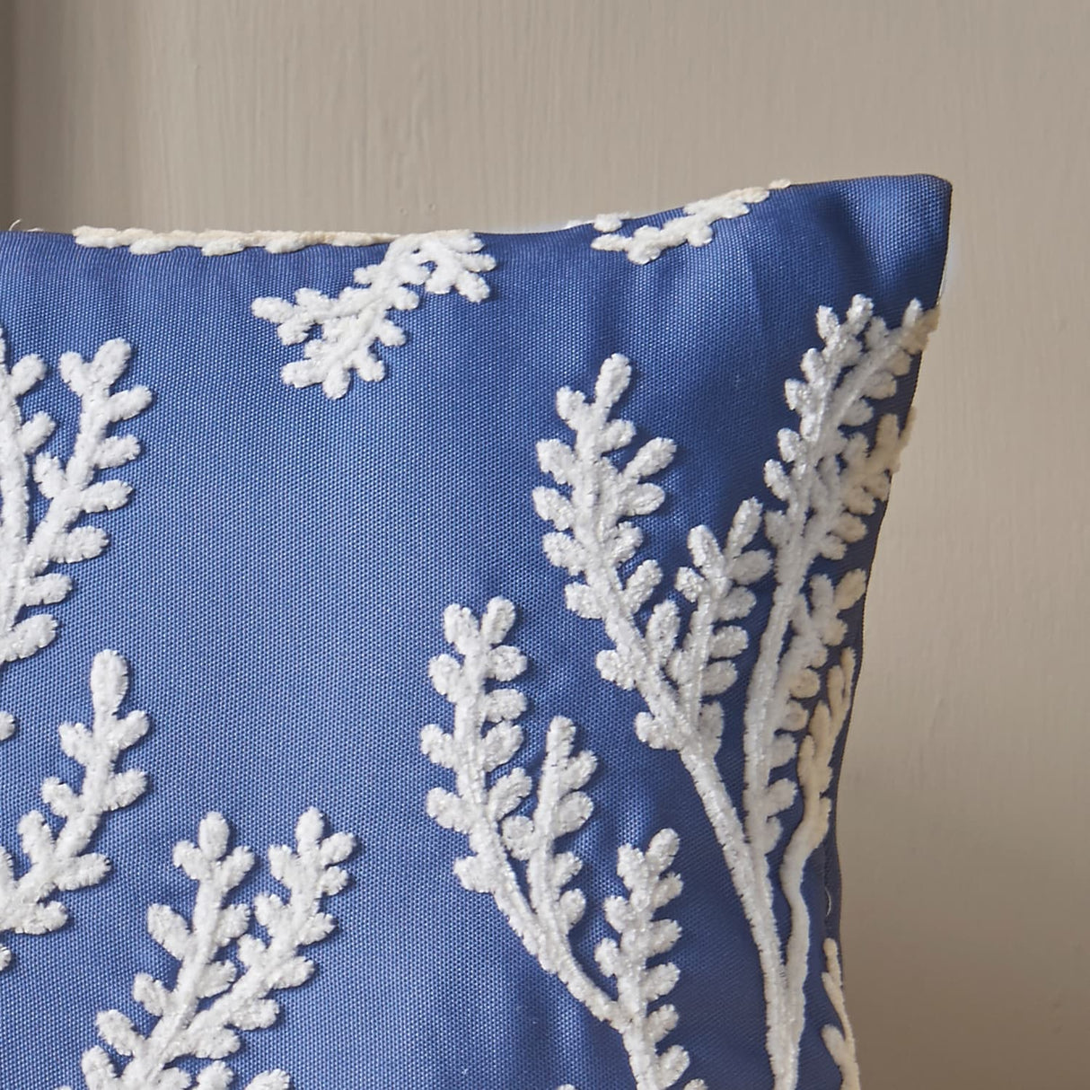 Catherine Lansfield Coral Leaf Embroidered Filled Cushion - Coral Leaf Cushion