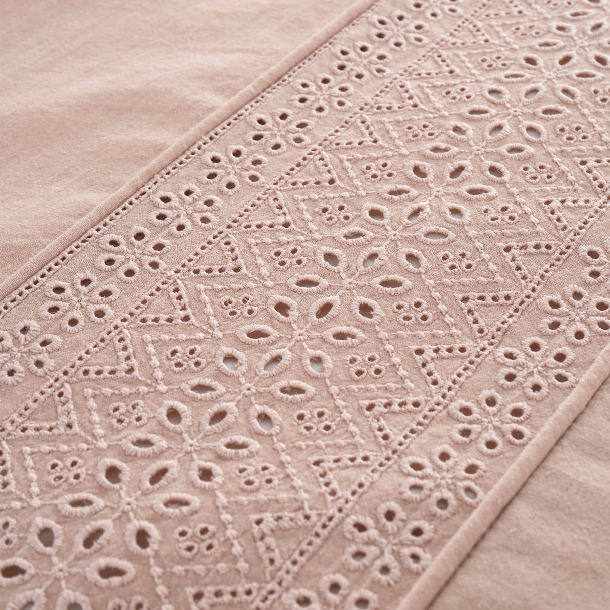 Catherine Lansfield Broderie Anglaise Duvet Cover Set - Blush - Broderie Anglaise Blush