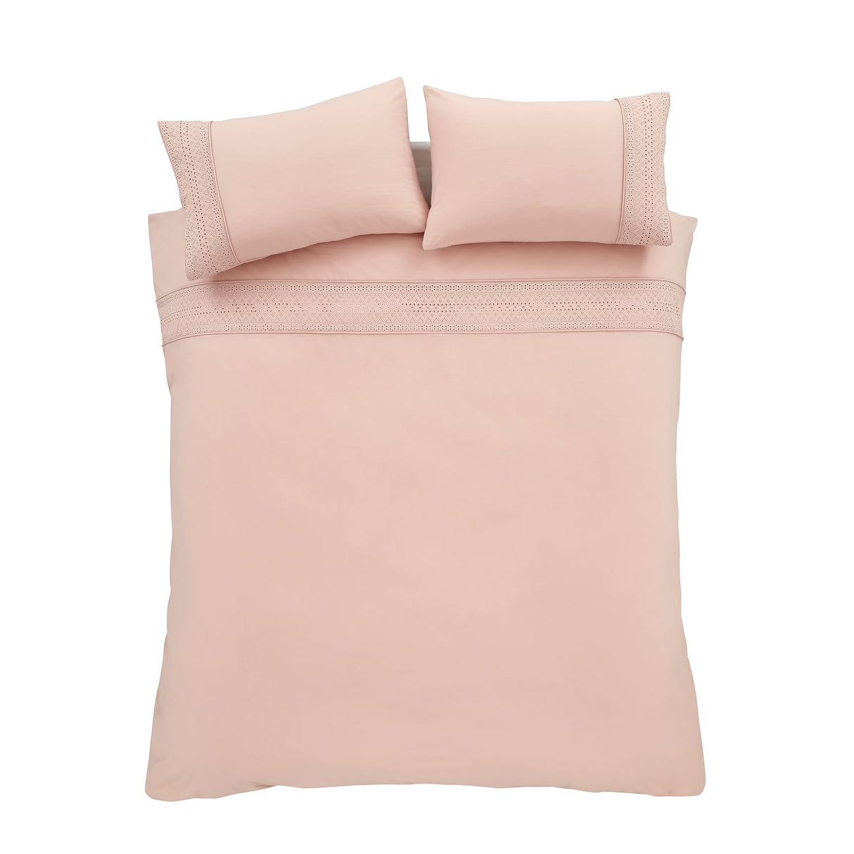 Catherine Lansfield Broderie Anglaise Duvet Cover Set - Blush - Broderie Anglaise Blush