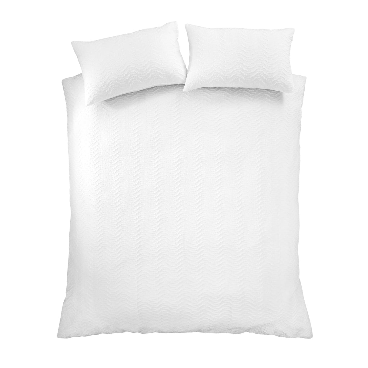 Catherine Lansfield Heatset Wave Duvet Cover Set - White - Heatset Wave White Duvet Set