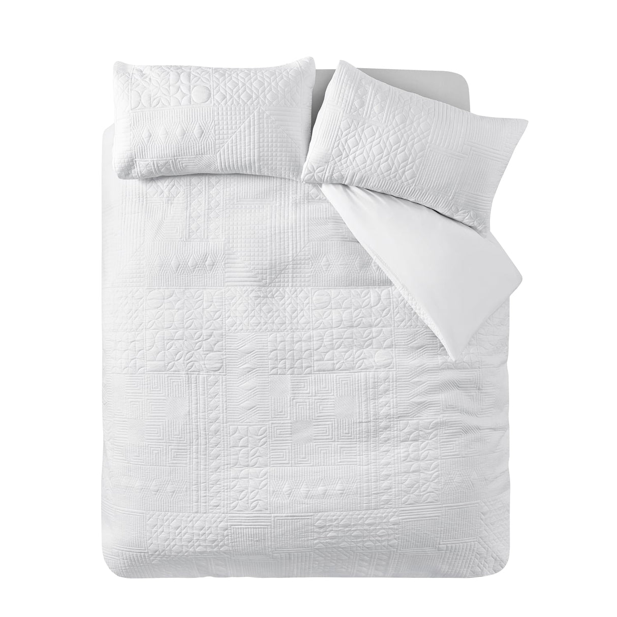 Catherine Lansfield Folkstone Geo Duvet Cover Set - Folkstone Geo White Duvet Set