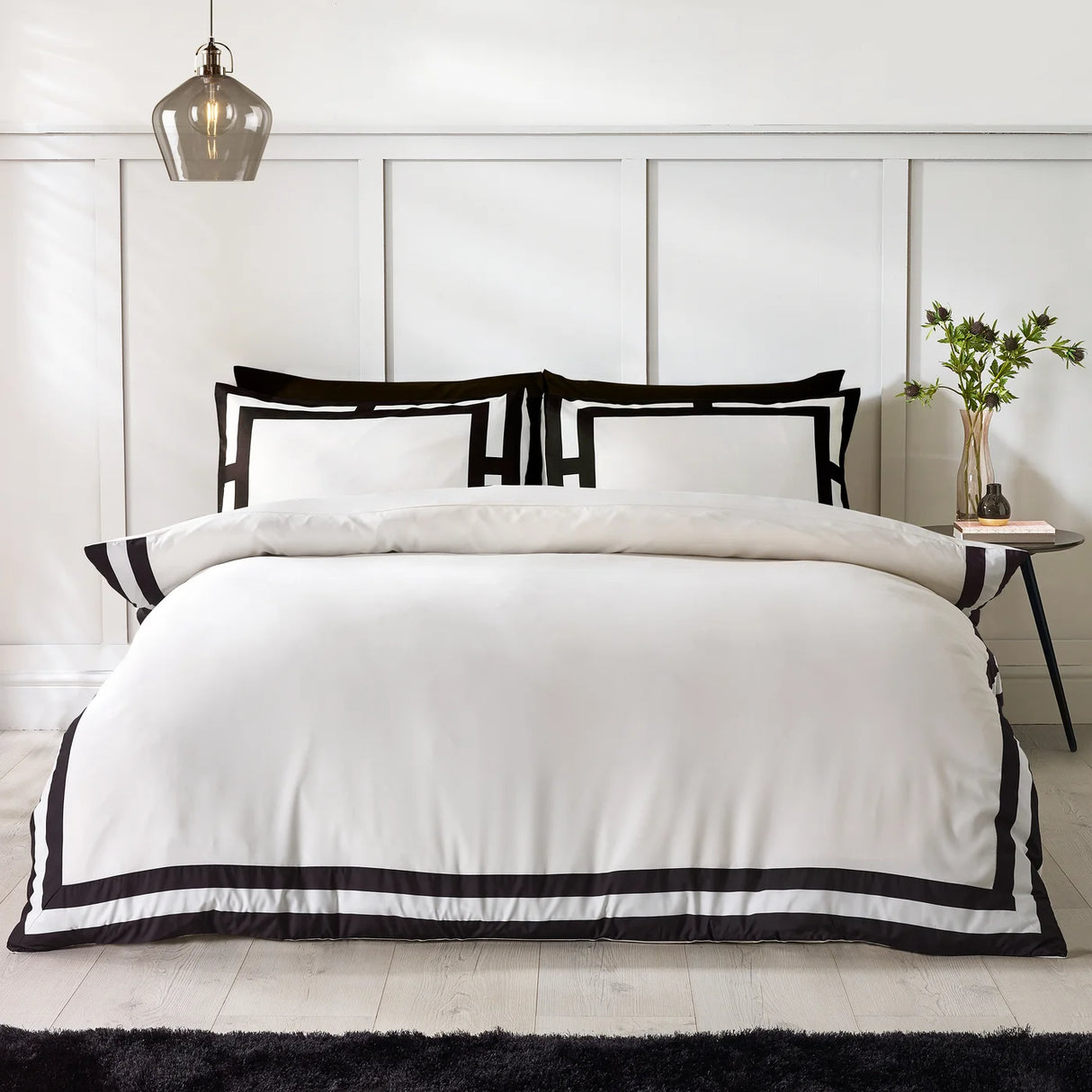 Catherine Lansfield So Soft Mono Panel Natural Duvet Cover Set 2